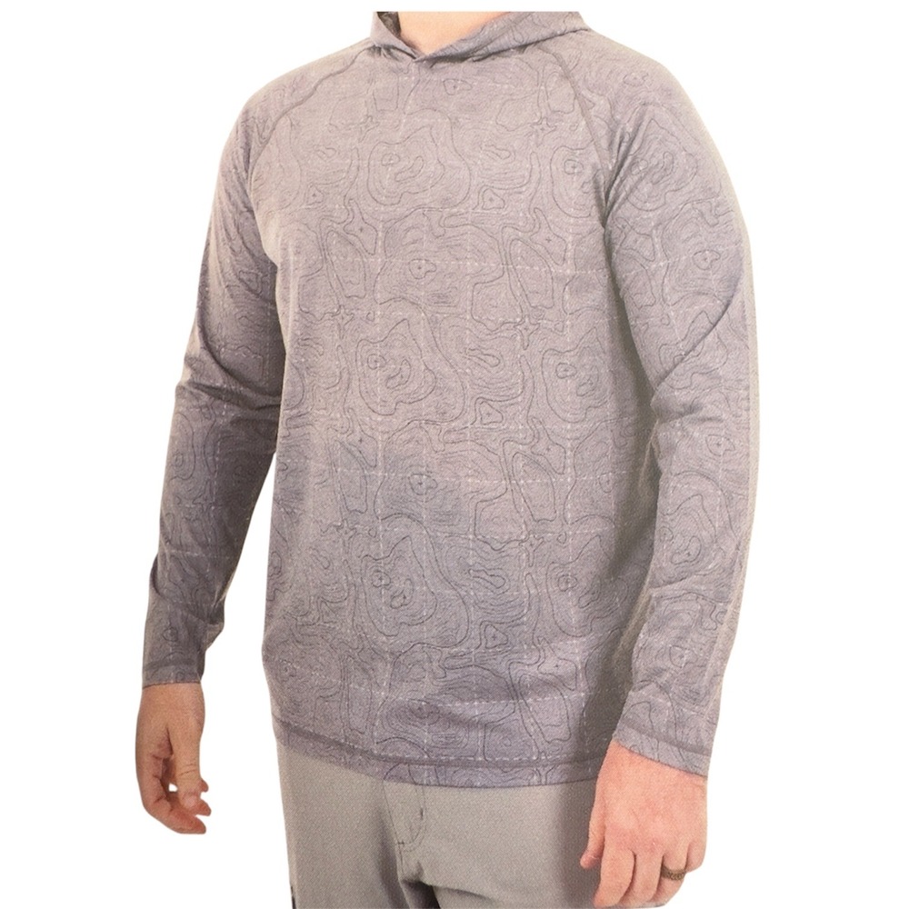 Habit Mens Lightweight Hoodie Elevation Black Topo Map Print Performance Small